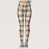 Leggings Plaid Beige Classique À damiers Motif Chic (Devant)