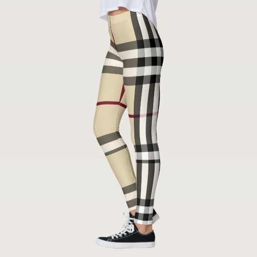 Leggings Plaid Beige/Noir/Rouge/Blanc (Gauche)