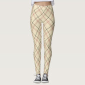 Leggings Plaid beige rose et noir élégant (Devant)
