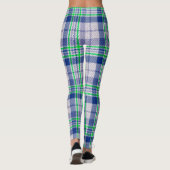 Leggings Plaid Bleu Avec Légendes Vertes (Dos)