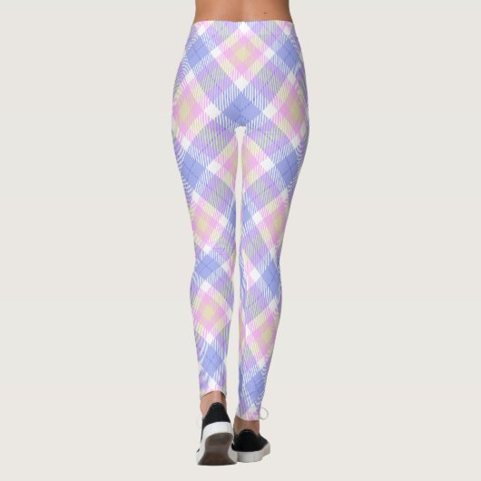 Leggings Plaid bleu rose jaune (Dos)