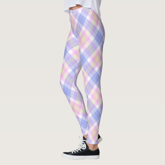 Leggings Plaid bleu rose jaune (Gauche)