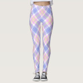 Leggings Plaid bleu rose jaune (Devant)