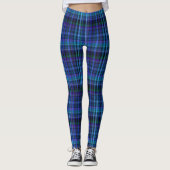 Leggings Plaid Bleu Violet Vert Tartan Noir (Devant)