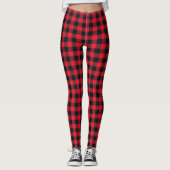 Leggings Plaid de bison rouge et noir de base (Devant)