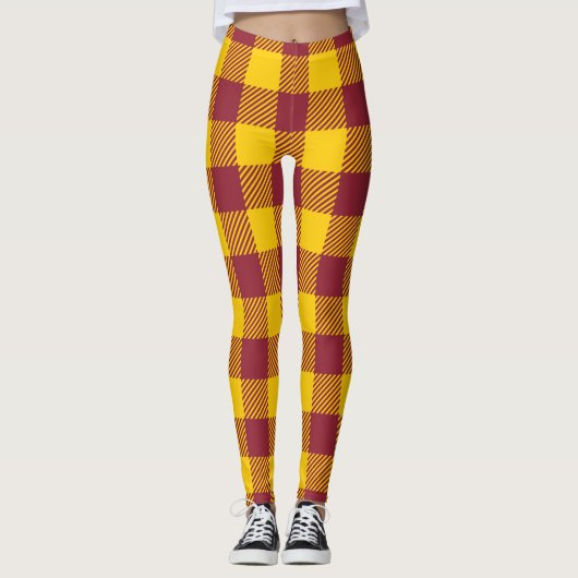 Leggings Plaid de Buffalo - rouge et or (Devant)