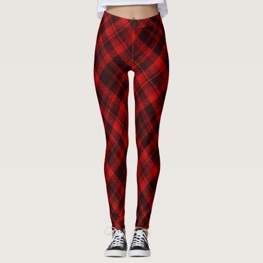 Leggings Plaid de buffle rouge et noir (Devant)