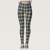 Leggings Plaid de Madras de jaune de bleu marine (Devant)