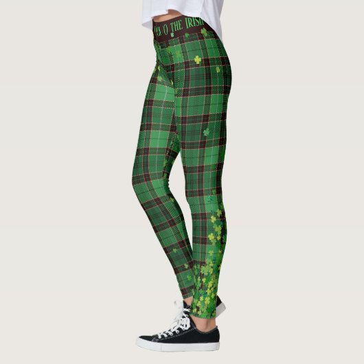 Leggings Plaid de tartan de shamrocks de parties (Gauche)