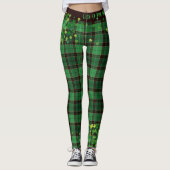 Leggings Plaid de tartan de shamrocks de parties (Devant)