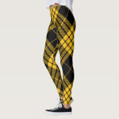 Leggings Plaid de tartan diagonal à la mode jaune noir (Gauche)