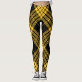 Leggings Plaid de tartan diagonal à la mode jaune noir (Devant)