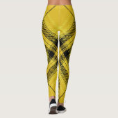 Leggings Plaid de tartan diagonal à la mode noir jaune (Dos)
