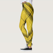 Leggings Plaid de tartan diagonal à la mode noir jaune (Gauche)