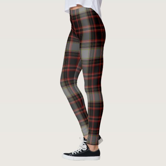Leggings Plaid de tartan géant gris rouge noir (Gauche)