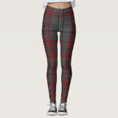 Leggings Plaid de tartan géant rouge noir gris-foncé (Devant)