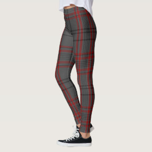 Leggings Plaid de tartan géant rouge noir gris-foncé