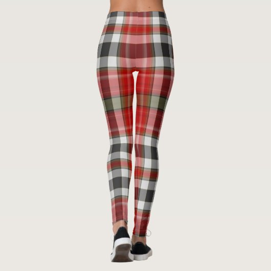 Leggings Plaid de tartan géant vert blanc noir rouge (Dos)