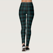 Leggings Plaid de tartan turquoise noir de turquoise (Dos)