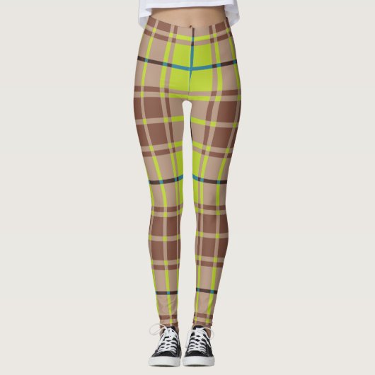 Leggings Plaid écossais vert (Devant)