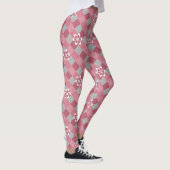 Leggings Plaid gris et rose avec fleurs camomilaires (Droite)