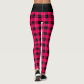Leggings Plaid Hot Pink Noir Personnalisé (Dos)