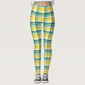 Leggings Plaid Jaune Et Turquoise (Devant)