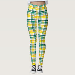 Leggings Plaid Jaune Et Turquoise