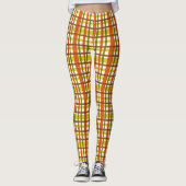 Leggings plaid les années 70 rétro de jaune orange super (Devant)