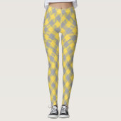 Leggings Plaid moderne Jaune et gris (Devant)