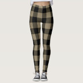 Leggings Plaid Noir Beige (Devant)