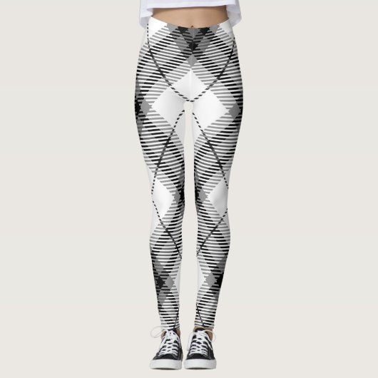 Leggings Plaid noir et blanc (Devant)