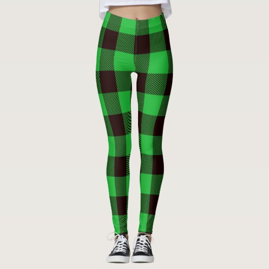 Leggings Plaid noir vert Buffalo (Devant)