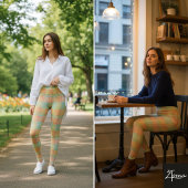 Leggings Plaid Pastel Bloc de Couleur Clair Printemps