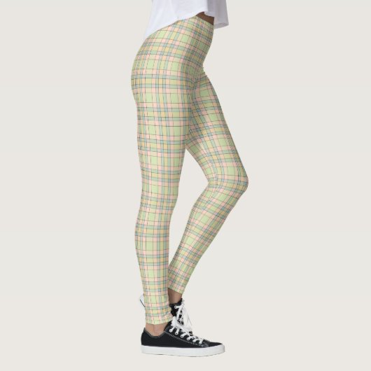 Leggings Plaid Pastel Rose, Bleu et Vert (Droite)