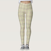 Leggings Plaid Pastel Rose, Bleu et Vert (Devant)