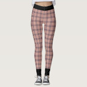 Leggings Plaid personnalisé rose et gris avec finition noir (Devant)