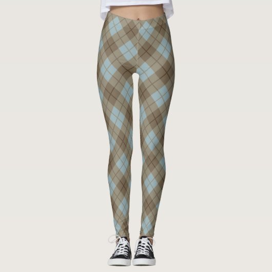 Leggings Plaid polarisé dans le bleu et le brun (Devant)