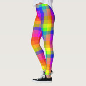Leggings Plaid Rainbow amusants et flashy (Gauche)