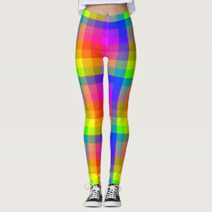 Leggings Plaid Rainbow amusants et flashy