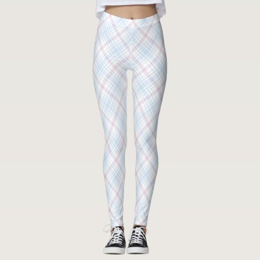 Leggings Plaid rose et bleu (Devant)