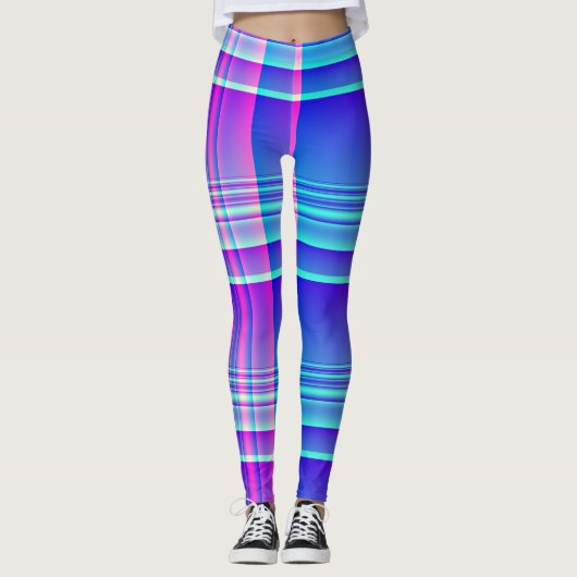 Leggings Plaid rose et bleu Checkered (Devant)