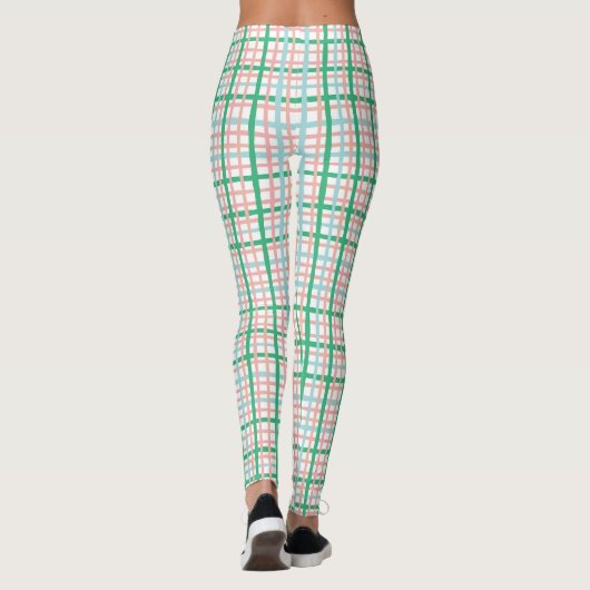 Leggings Plaid rose et vert (Dos)