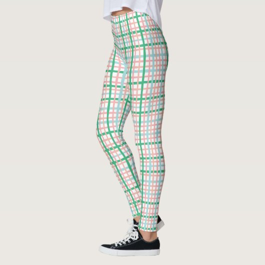 Leggings Plaid rose et vert (Gauche)