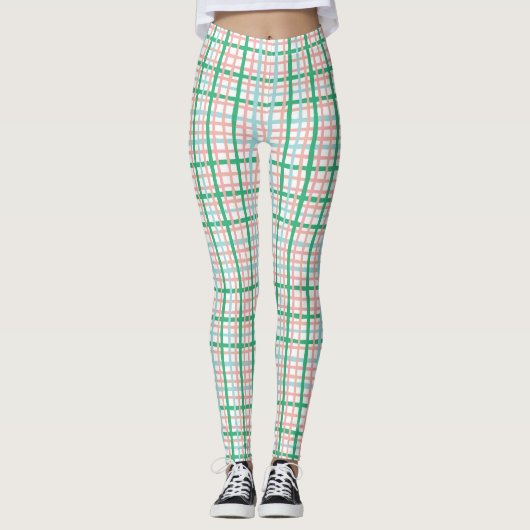 Leggings Plaid rose et vert (Devant)