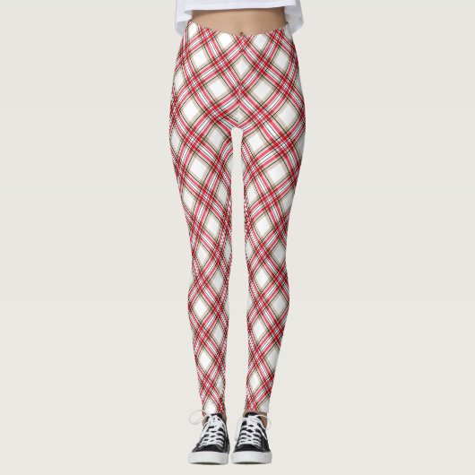 Leggings Plaid, rouge noir (Devant)