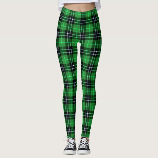Leggings Plaid Tartan Vert (Devant)