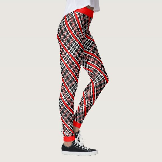 Leggings Plaid traditionnel - Noir blanc rouge (Droite)