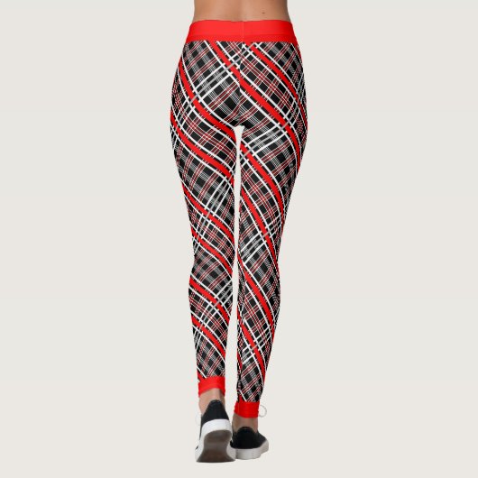 Leggings Plaid traditionnel - Noir blanc rouge (Dos)