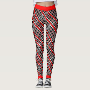 Leggings Plaid traditionnel - Noir blanc rouge